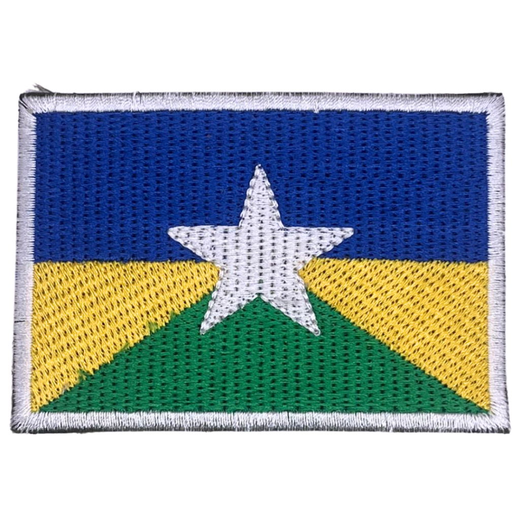 Patch Bordado Bandeira de Rondonia com Velcro Colorido Estado Brasileiro