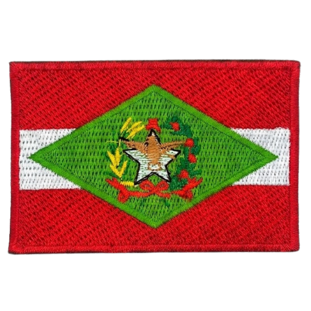 Patch Bordado Bandeira de Santa Catarina com Velcro Colorido Estado Brasileiro