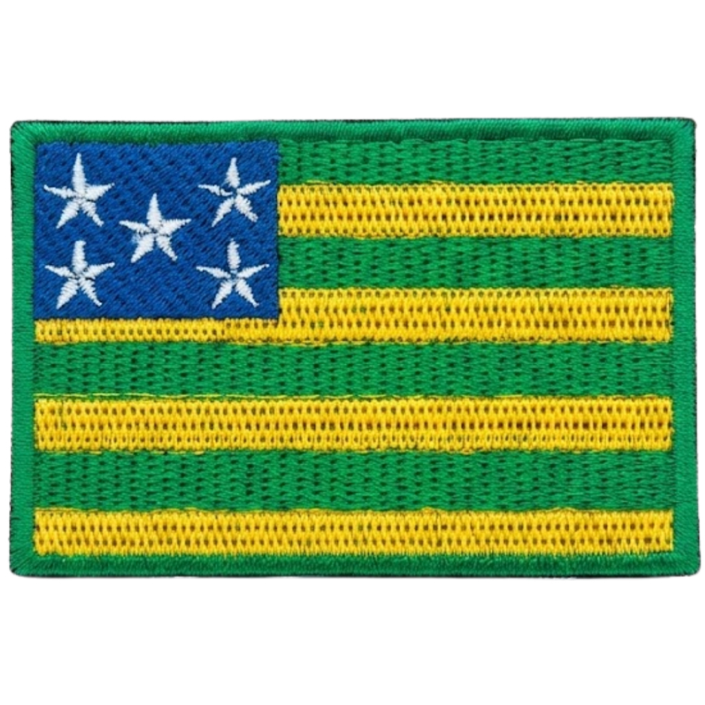 Patch Bordado Bandeira de Goiás com Velcro Colorido Estado Brasileiro