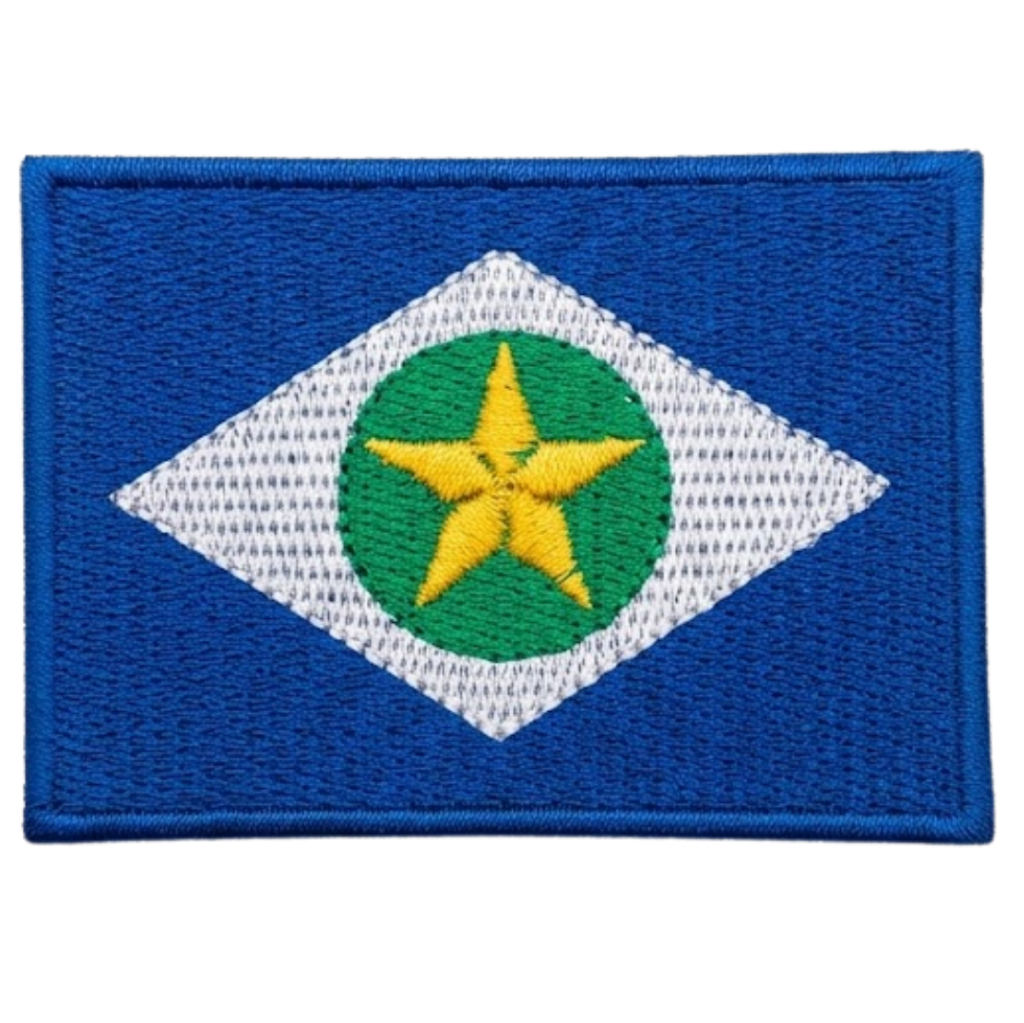 Patch Bordado Bandeira do Mato Grosso com Velcro Colorido Estado Brasileiro