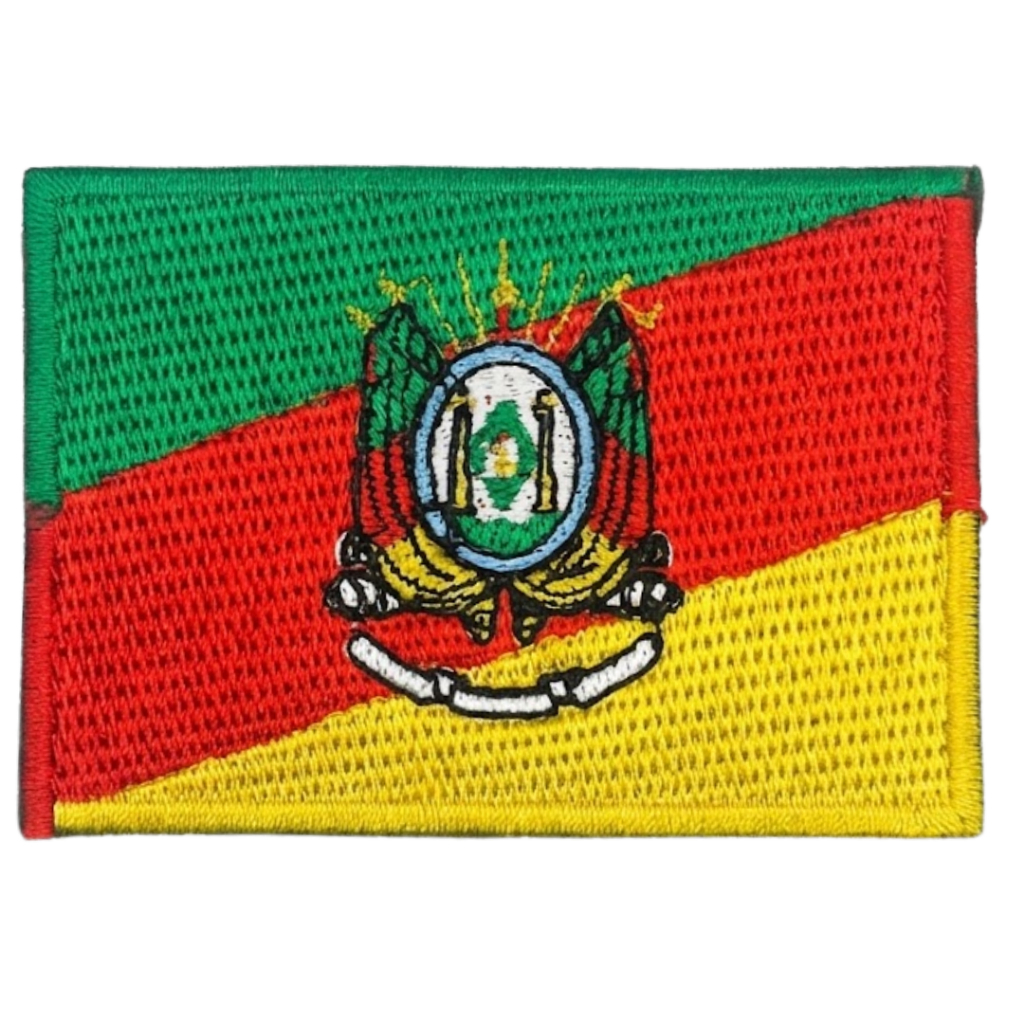 Patch Bordado Bandeira do Rio Grande do Sul com Velcro Colorido Estado Brasileiro