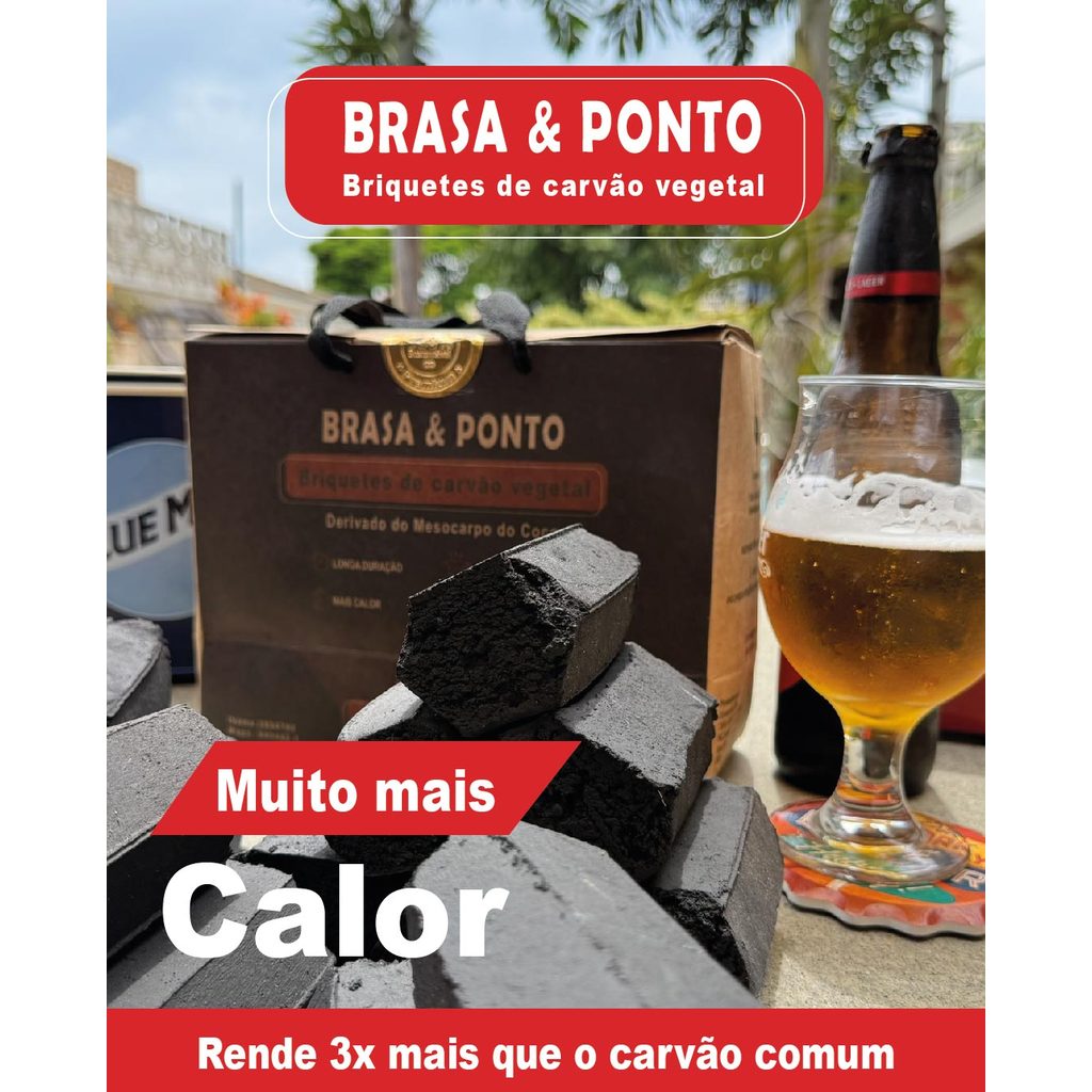Carvão Casca de Coco 2kg Churrasco Especial Gourmet Premium Alta Temperatura Natural