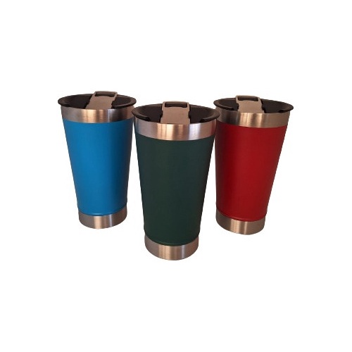 Copo Térmico 473ML Inox Com Tampa Acrílica Gelo Gelada Quente Bebida Temperatura Antivazamento