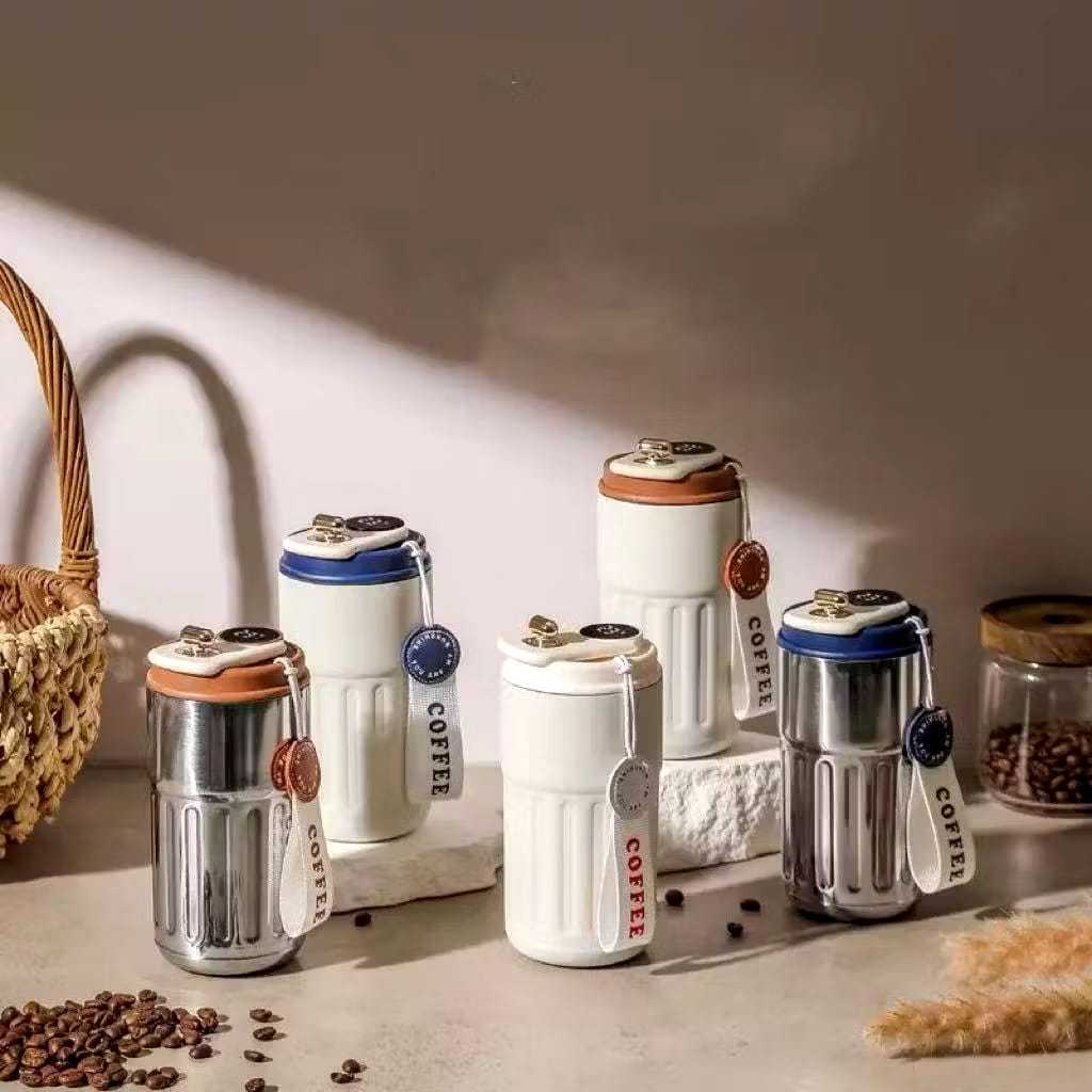 Copo de Café/Chá Térmico Inox Portátil com Tampa Antivazamento 450ml Copo Térmico Com LED Temperatura Bebidas L39