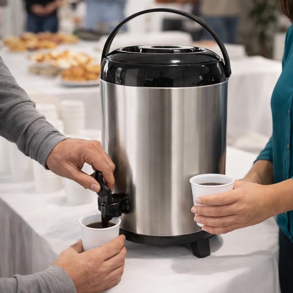 Botijão Térmico 95 Litros Aço Inox Alta Retenção Temperatura Resistente Prático Bebidas