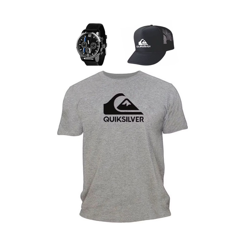 Kit Camisetas Premium Casual estampada+boné+relógio