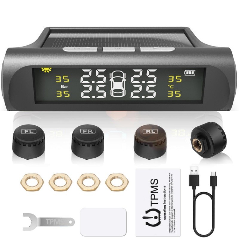 Sistema de monitoramento de pressão de pneu para trailer conjunto de 4 sensores TPMS energia solar