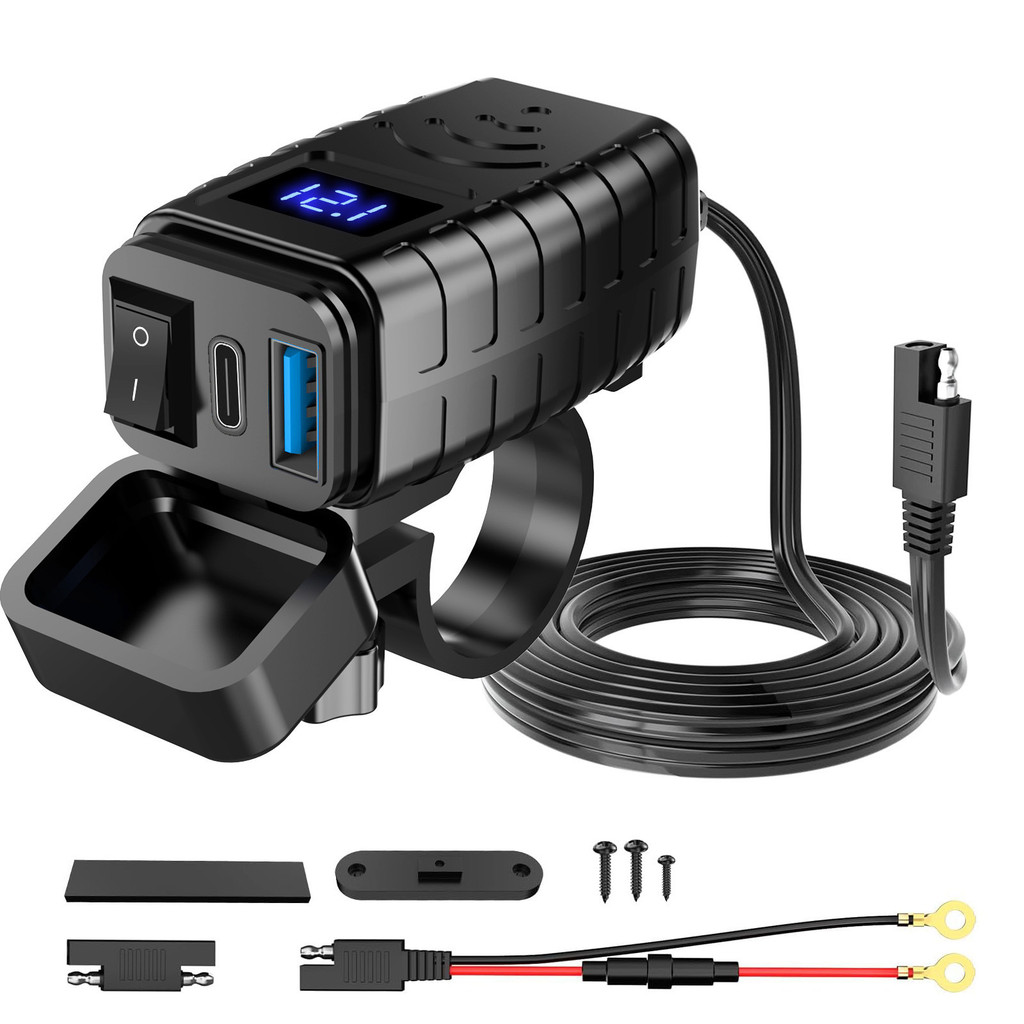 Nova motocicleta carregador usb do telefone móvel PD3.0 Qualcomm carga rápida QC3.0 Display Digital interruptor de cinta