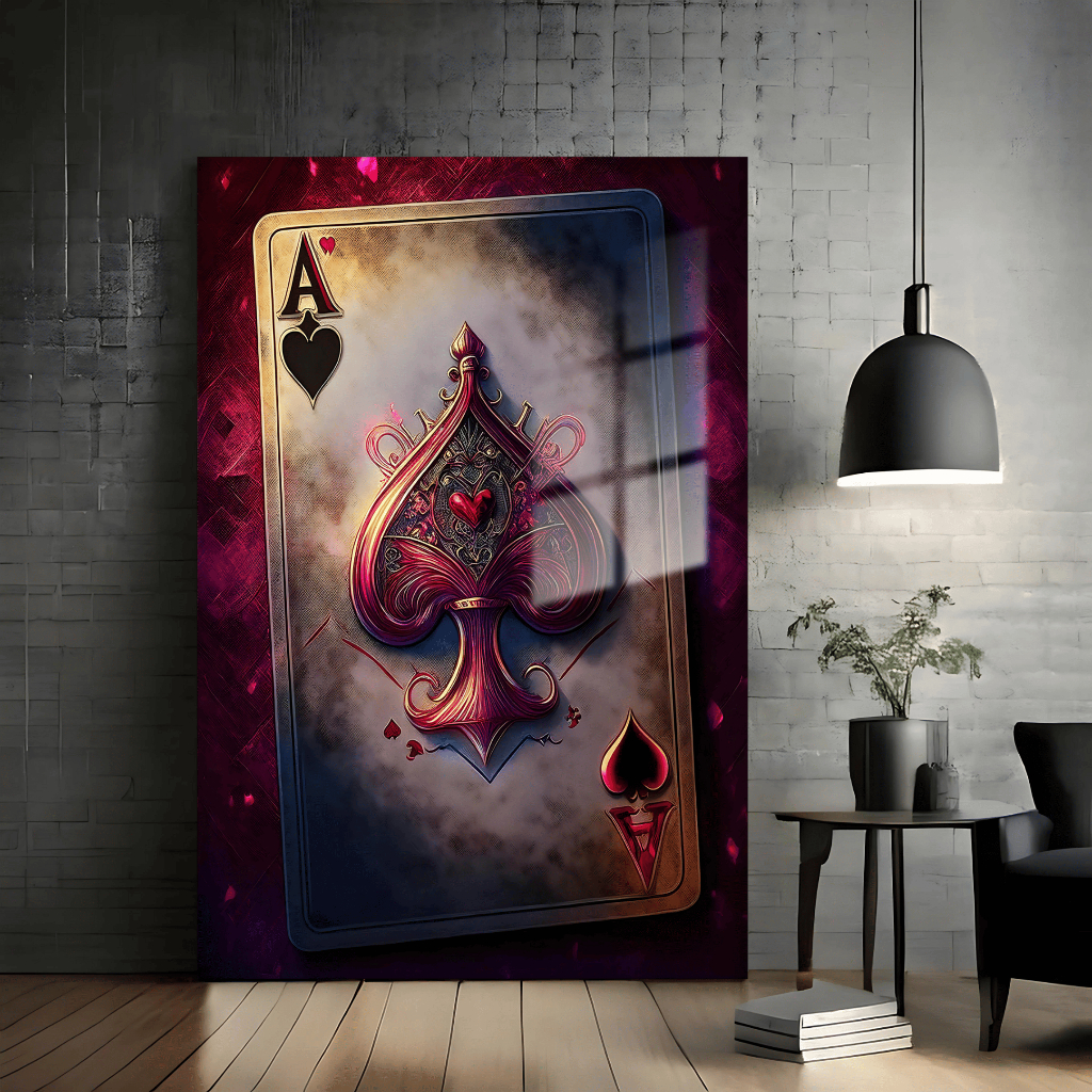Quadro Decorativo Grande Carta Baralho Ás De copas Moderno Sala Quarto