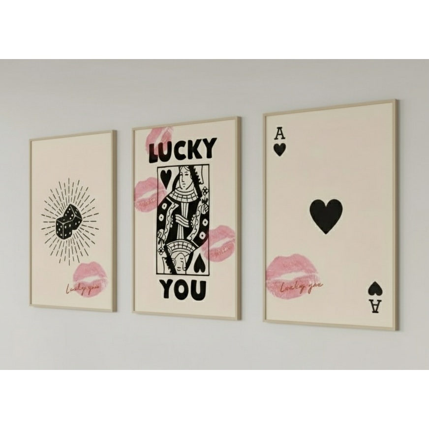 Quadro decorativo cartas Baralho Rainha de Copas decoração casa quarto sala interiores sala quarto 40x60