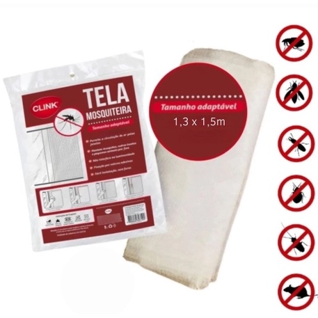 Kit 2 Tela Mosqueteira Anti-inseto Mosquito Janela Adaptável Janelas Portas 1,30 x 1,50