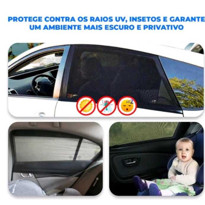 01 Capa Cortina Vidro Carro Proteção Solar Anti Vento, UV e Mosquito Crianças Janela Carro *Tapa Vento