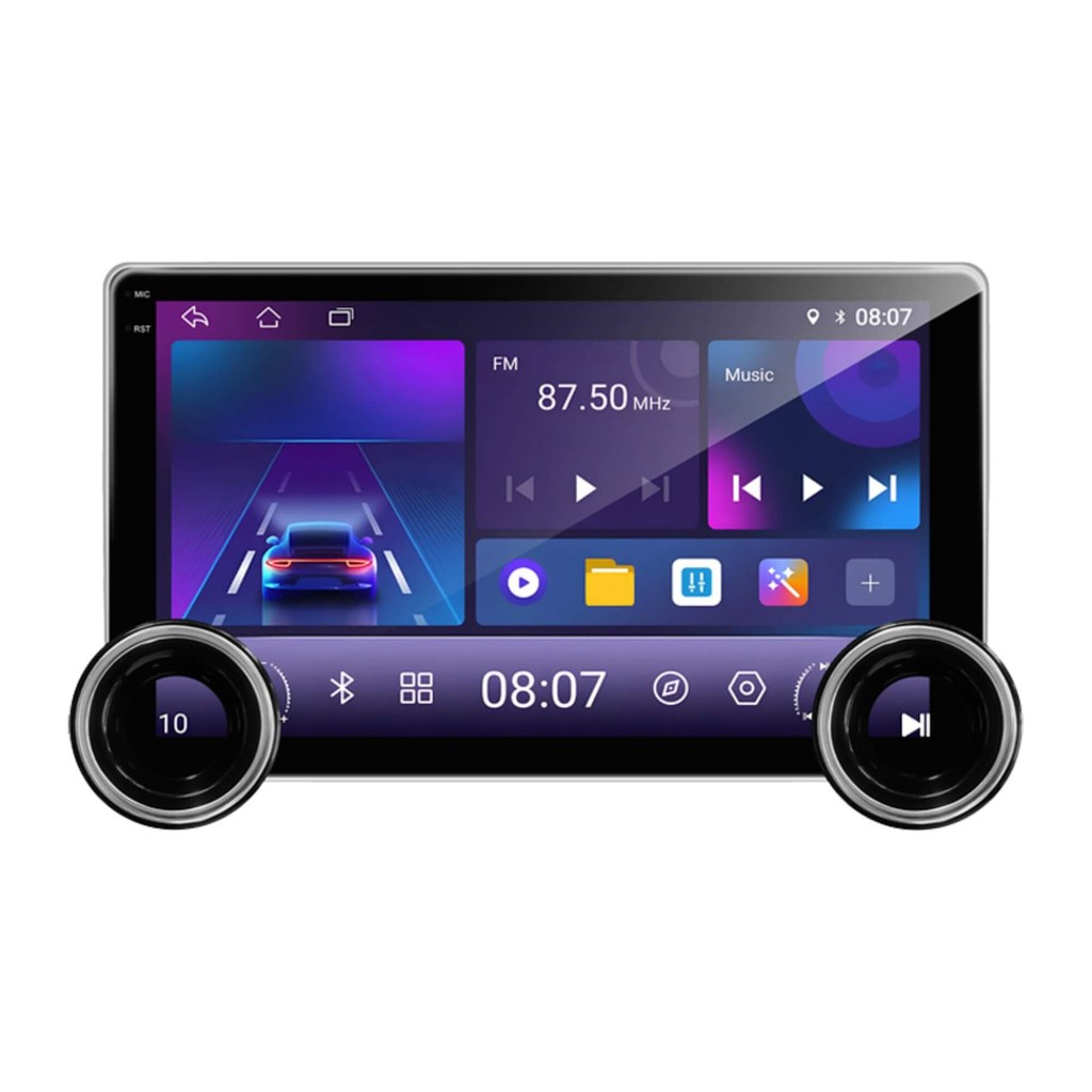 Multimídia Android Carplay c/ Botões Giratórios e Tela QLED 11,8