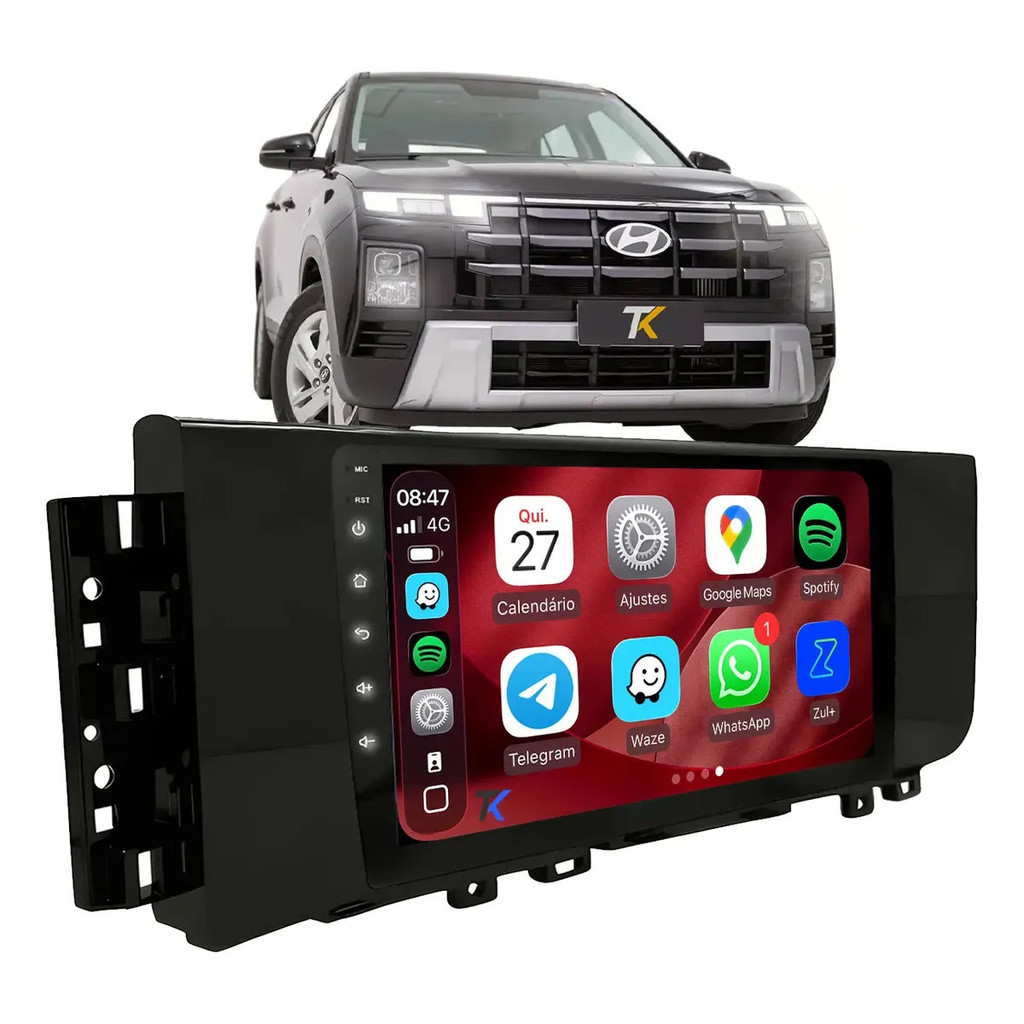 Central Android Auto Hyundai Creta 2026 Pro Carplay Tela 9