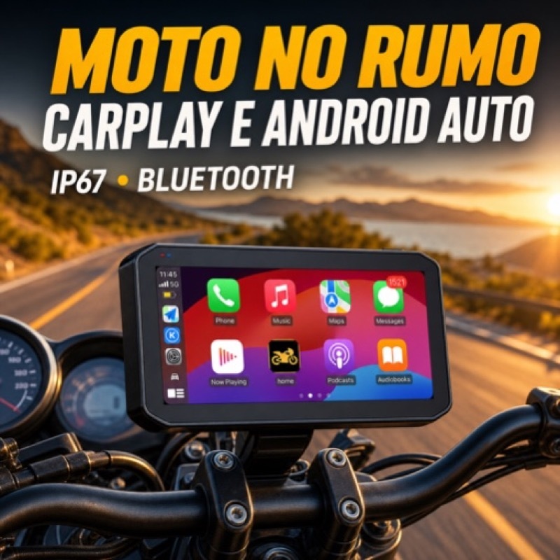 Explore Mais Tela De Navegação Para Motocicleta , CarPlay Android Auto Sem Fio , Projeção iPhone , Áudio Bluetooth , Pro