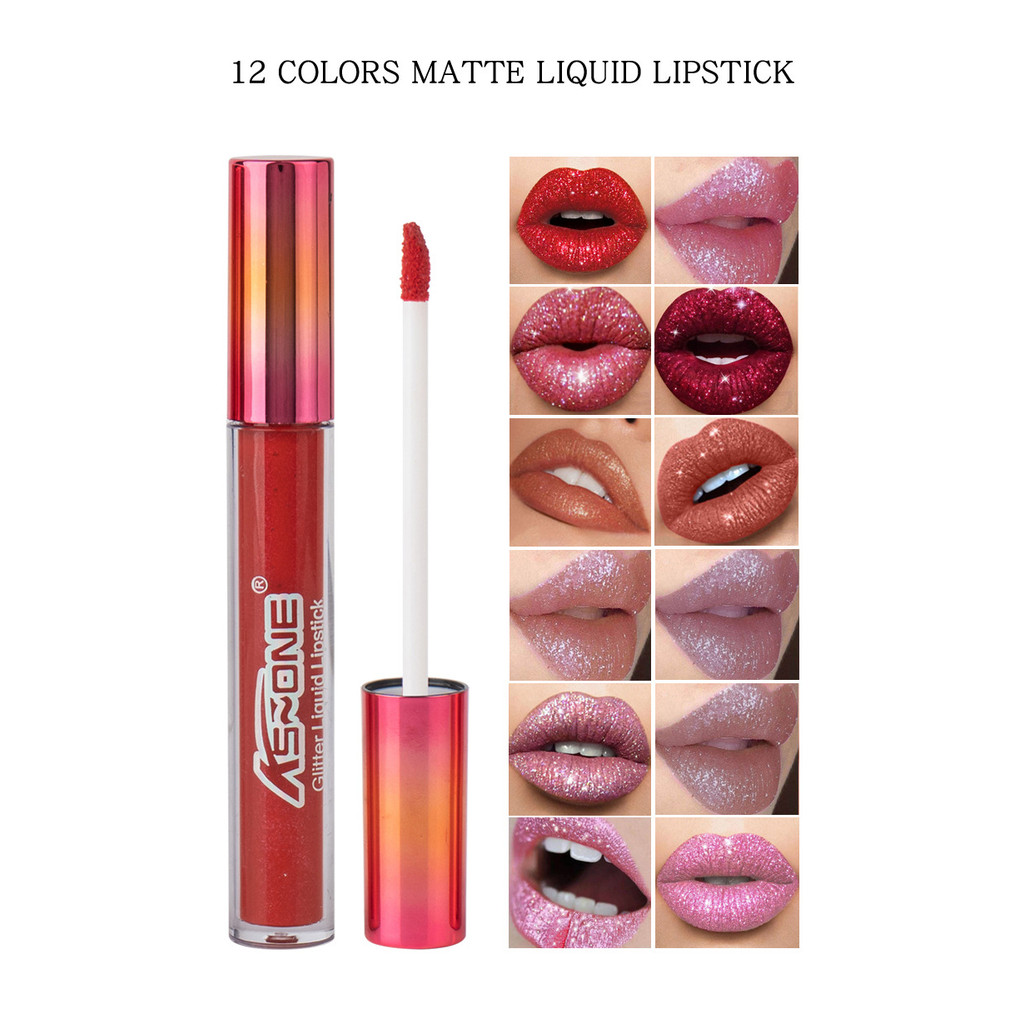 Diamond Lip Gloss Matte to Glitter Batom Líquido À Prova D'água , Metal Metálico Shimmer Liquid Sparkle Sparkling Conjun