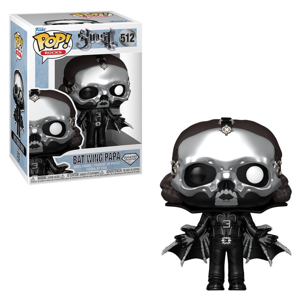 Boneco Funko Pop Ghost Bat Wing Papa 512 Diamond Glitter Rocks Banda Sueca Vinil Colecionável Figura Metal Rock Emeritus