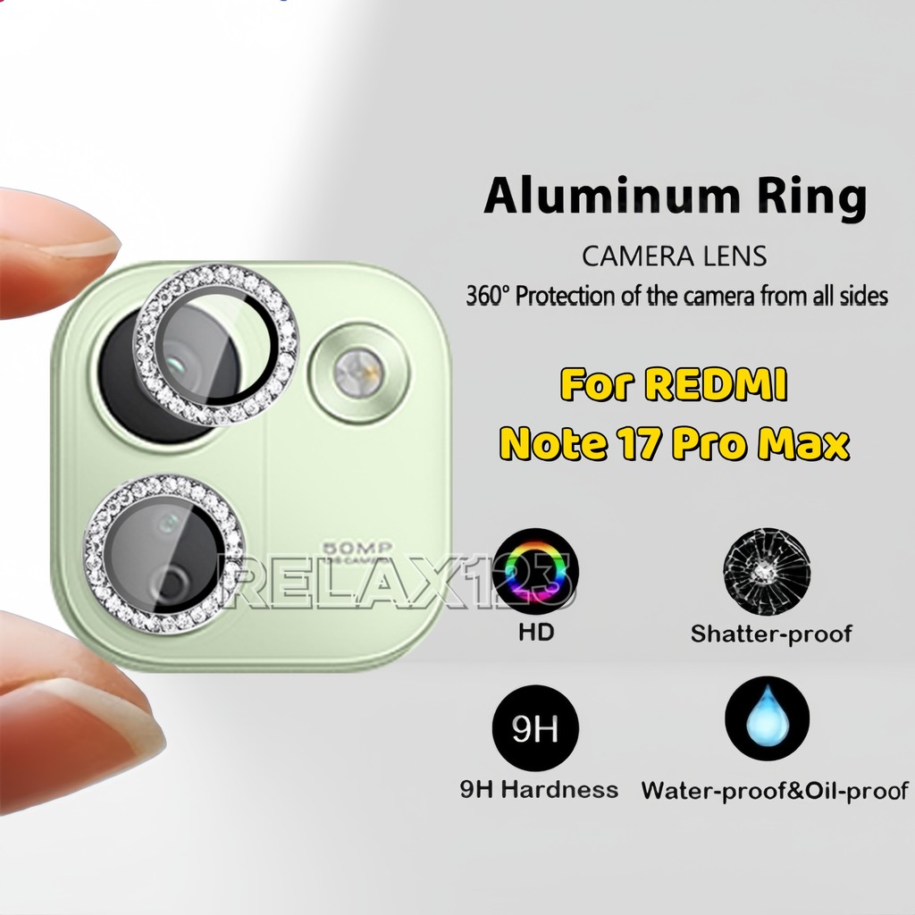 Para Redmi Note 17 Pro Max 5G HD Glitter Diamond Metal Ring Protetor De Lente De Vidro De Câmera Note17 ProMax 17Pro 4G