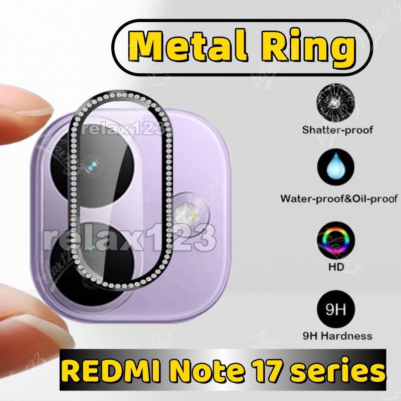 Para Redmi Note 17 Pro 5G HD Glitter Diamond Metal Ring Protetor De Lente De Vidro De Câmera Xiaomi Note17 Note17Pro Max