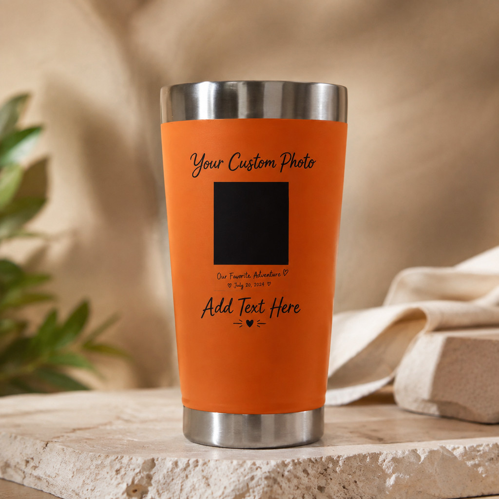 Personalized Olive Green Photo Tumbler with Custom Text