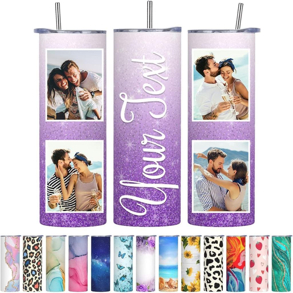 Personalized 20oz ny Tumbler with Lid and Straw Custom Cups with Photo Name Text Customized Print Picture Cup Gifts for