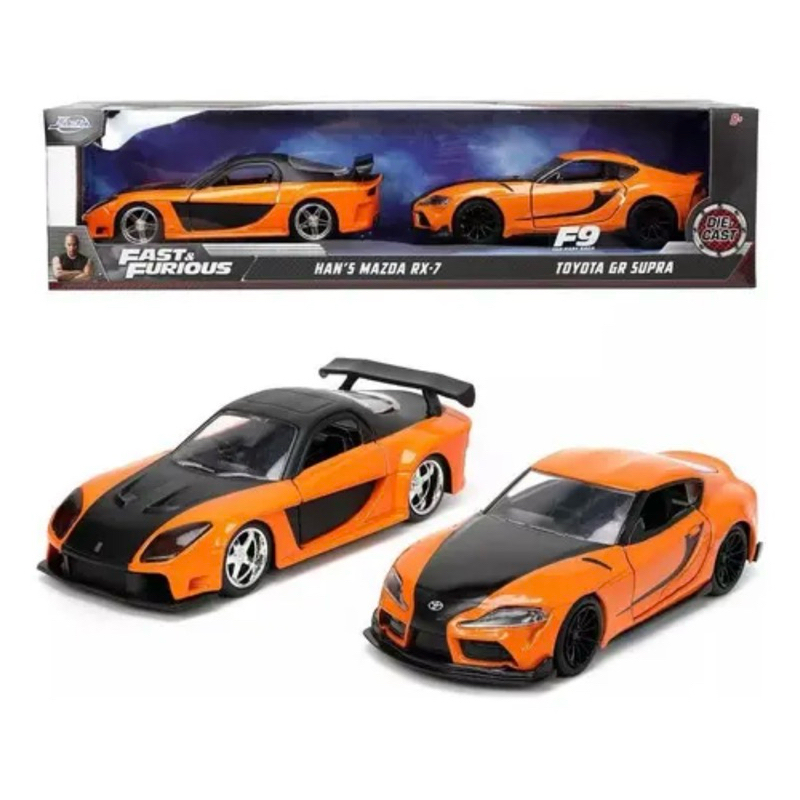 Miniatura Jada Toys Pack 2 Fast & Furious - Mazda RX-7 e Toyota Supra escala 1/32 Velozes e Furiosos