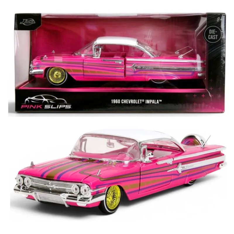 Miniatura Jada Toys Pink Slip - Chevrolet Impala 1960 Roda Low Rider 1/24