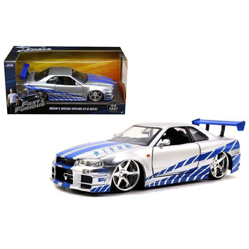 Miniatura Jada Toys Velozes e Furiosos - Nissan Skyline GT-R R34 Fast and Furious 1/24 Lacrado