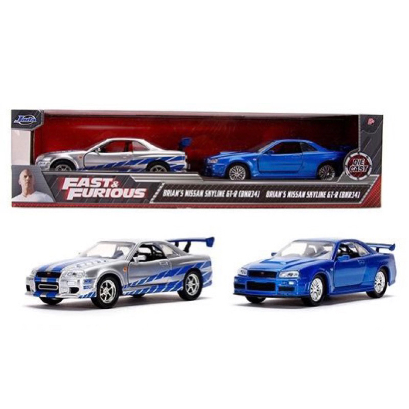 Miniatura Jada Toys Velozes e Furiosos Pack 2 - Nissan Skyline GT-R R34 1/32 Fast & Furious