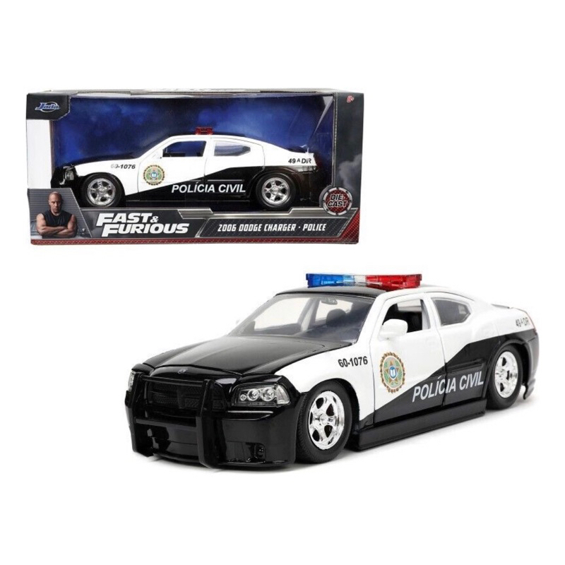 Miniatura 2006 Dodge Charger Polícia Civil Velozes e Furiosos 5 Jada Toys 1/24