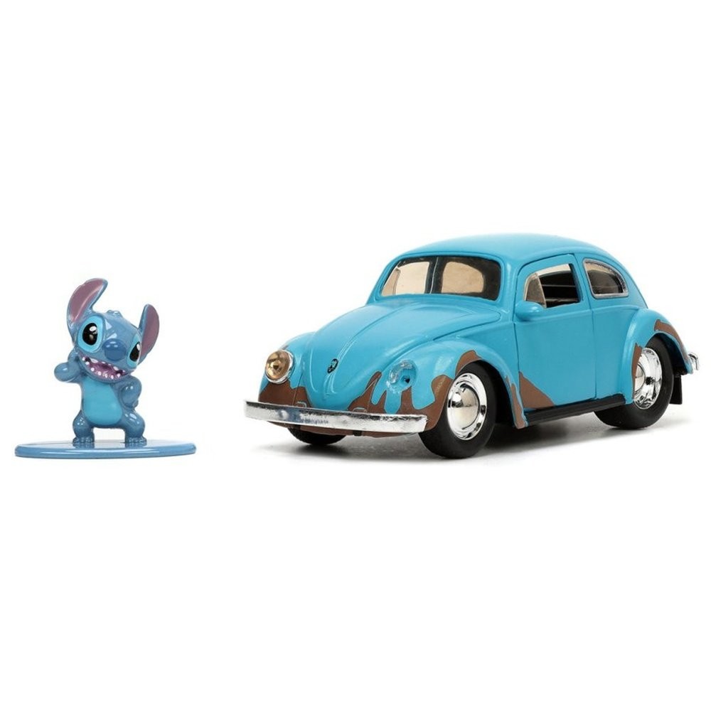 Miniatura Carro Volkswagen Beetle Fusca c/ Figura Stitch - Disney - Die-Cast - 1:32 - Jada Toys
