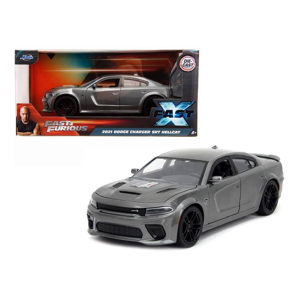 Miniatura Carro Dodge Charger SRT Hellcat (2021) - Velozes e Furiosos X - Cinza - Metals Die Cast - 1:24 - Jada Toys