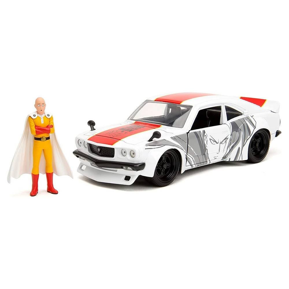 Miniatura Carro Mazda RX-3 (1974) - c/ Figura Saitama - One Punch Man - Metals Die Cast - 1:24 - Jada Toys