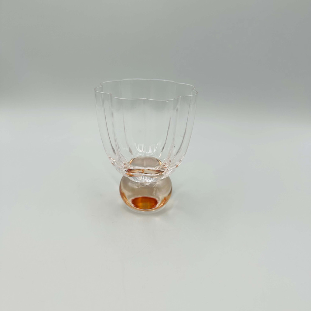 Taça de Vidro Transparente Flower Bubble com Base Laranja - 250ml