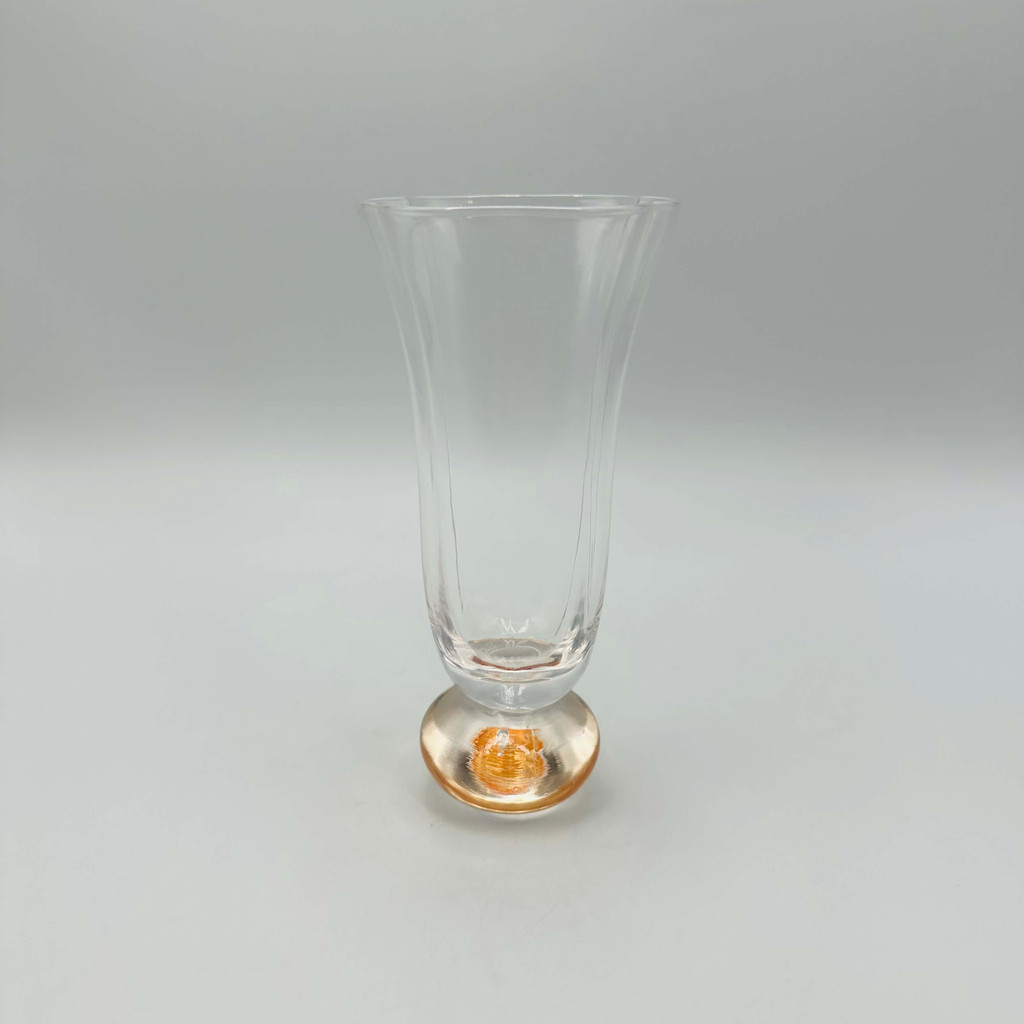 Taça de Vidro Transparente Flower Bubble com Base Laranja - 180ml