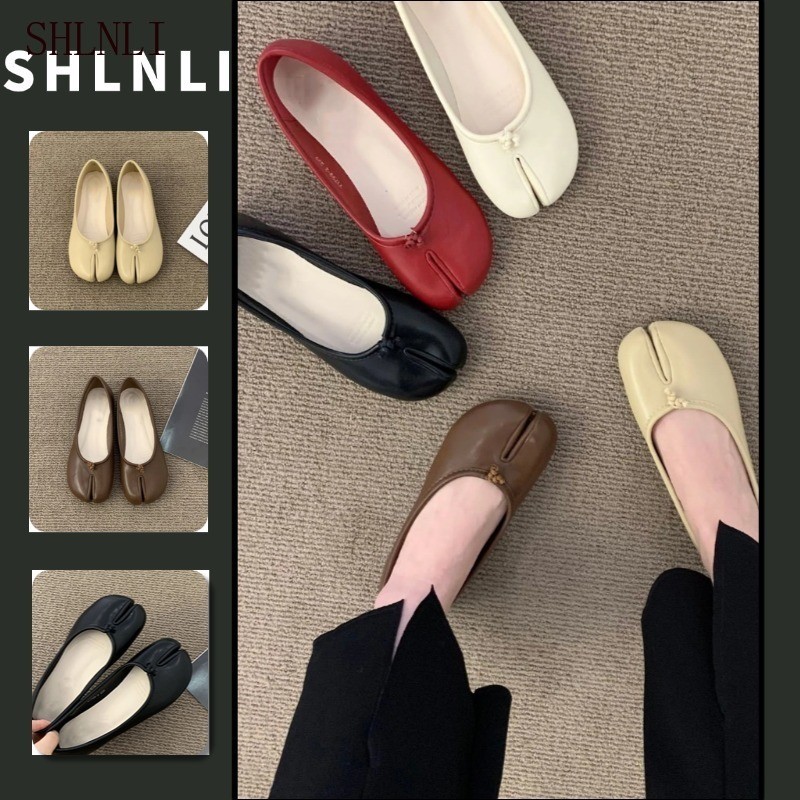 Tabi Split Toe Mocassins Mulheres Primavera Verão Soft Slip On Casual Diário Versátil Sapatos Baixos