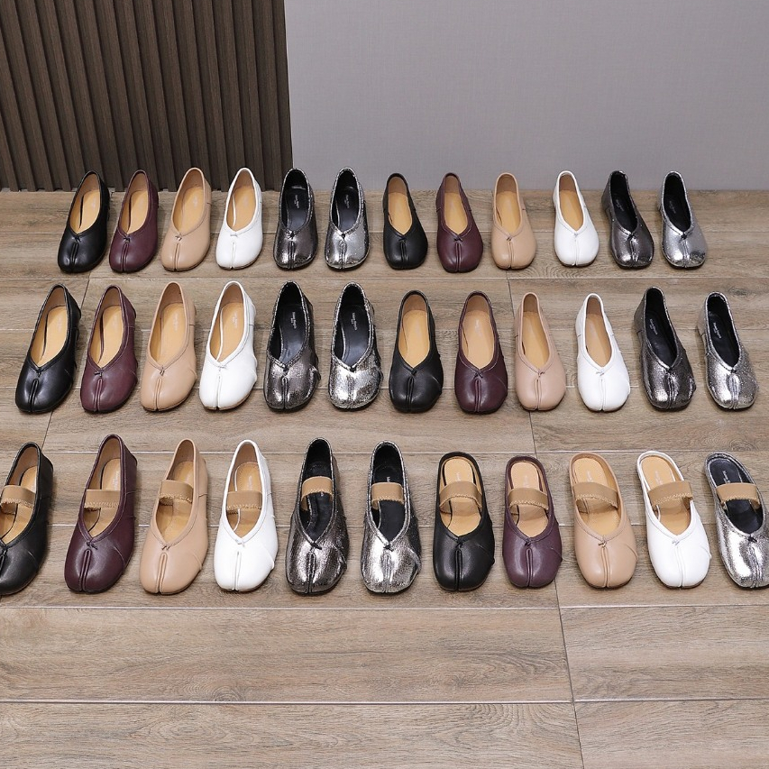 Alta Qualidade Elástico Split Toe Sapatos Moda Feminina Tabi Único Pele De Cordeiro Chique Apartamentos Metade Chinelos