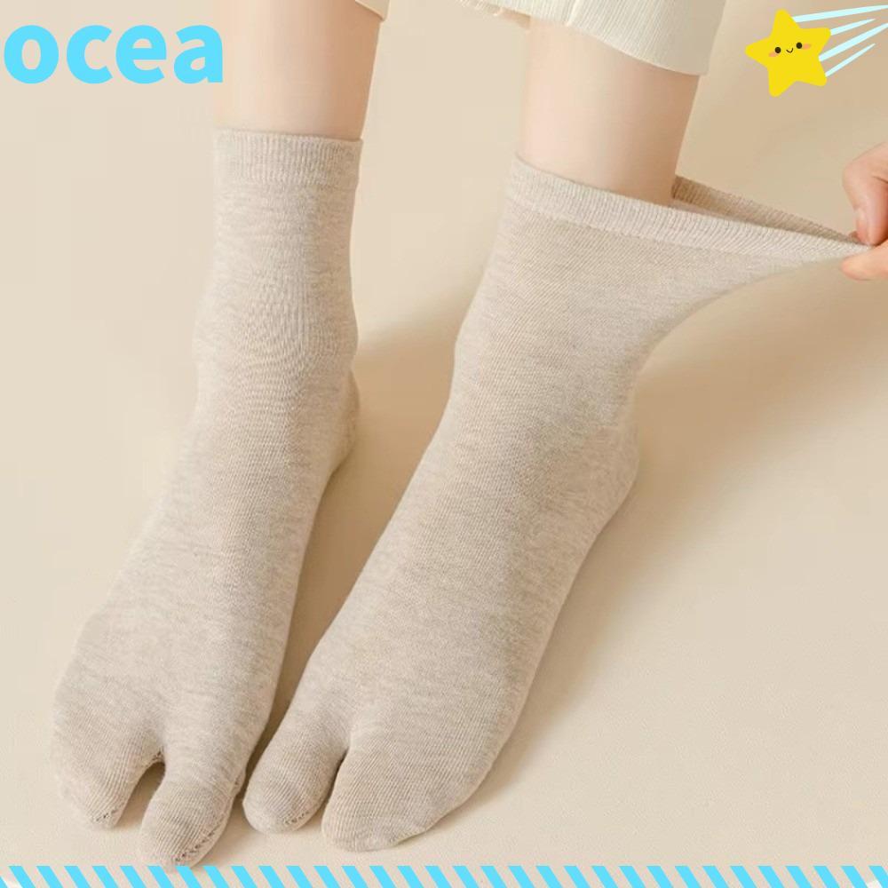 Meias OCEA Tabi Toe , Meia De Dedo Dividido Absorvente De Suor De Cor Sólida , Finas De Algodão Resistentes A Odores