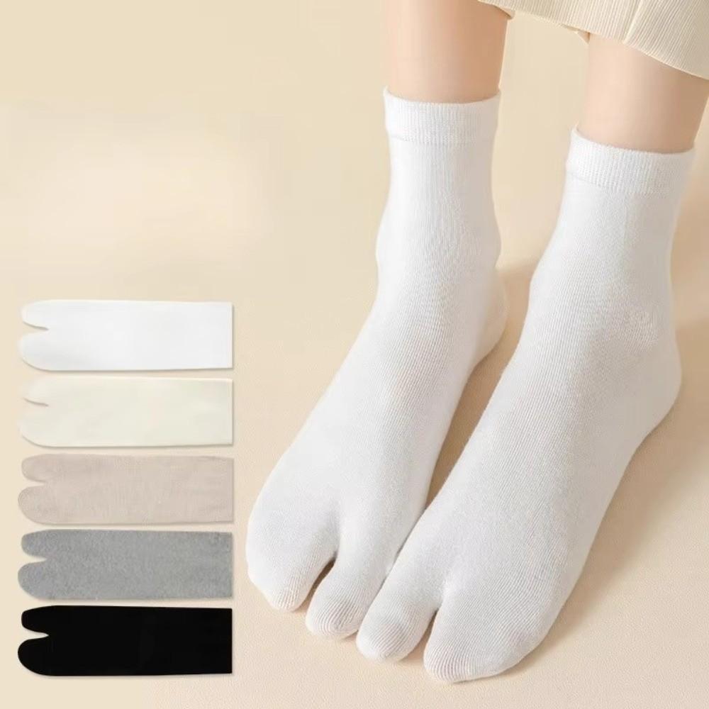 Meias Finas De Algodão Tabi Toe De Cano Médio Absorventes De Suor Resistentes A Odores D,Não Apertam,Leves