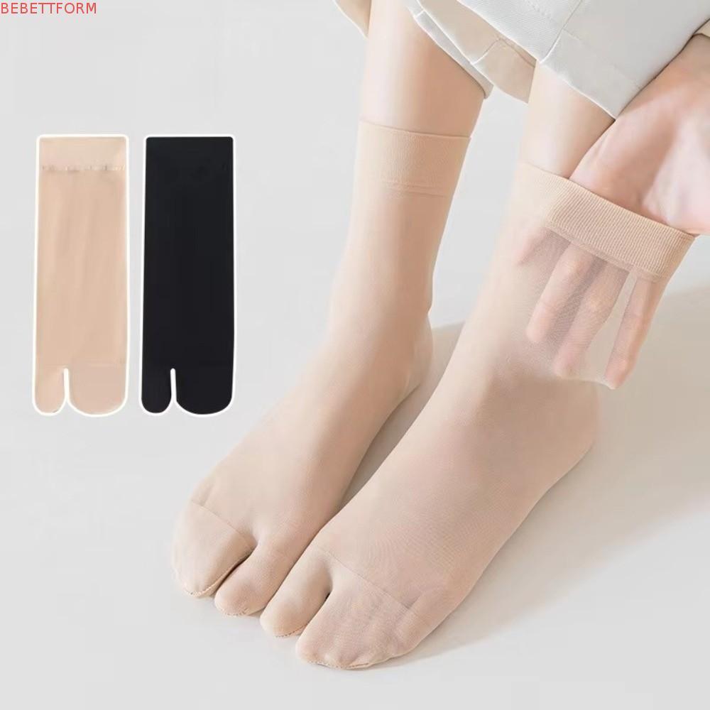 Meias BEBETTFORM Toe , Ultrafinas De Cano Médio De Seda Tabi De Cor Sólida Separadas Nos Dedos Dos Pés Respiráveis