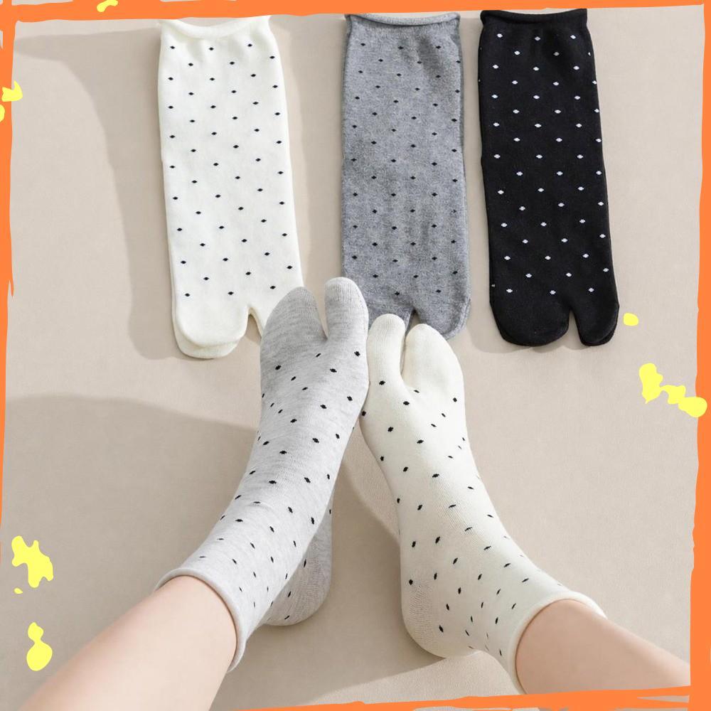 Meias Split Toe Tabi , De Algodão Respirável De Dois Dedos Flip-Flop Com Bolinhas Macias Na Altura Do Tornozelo
