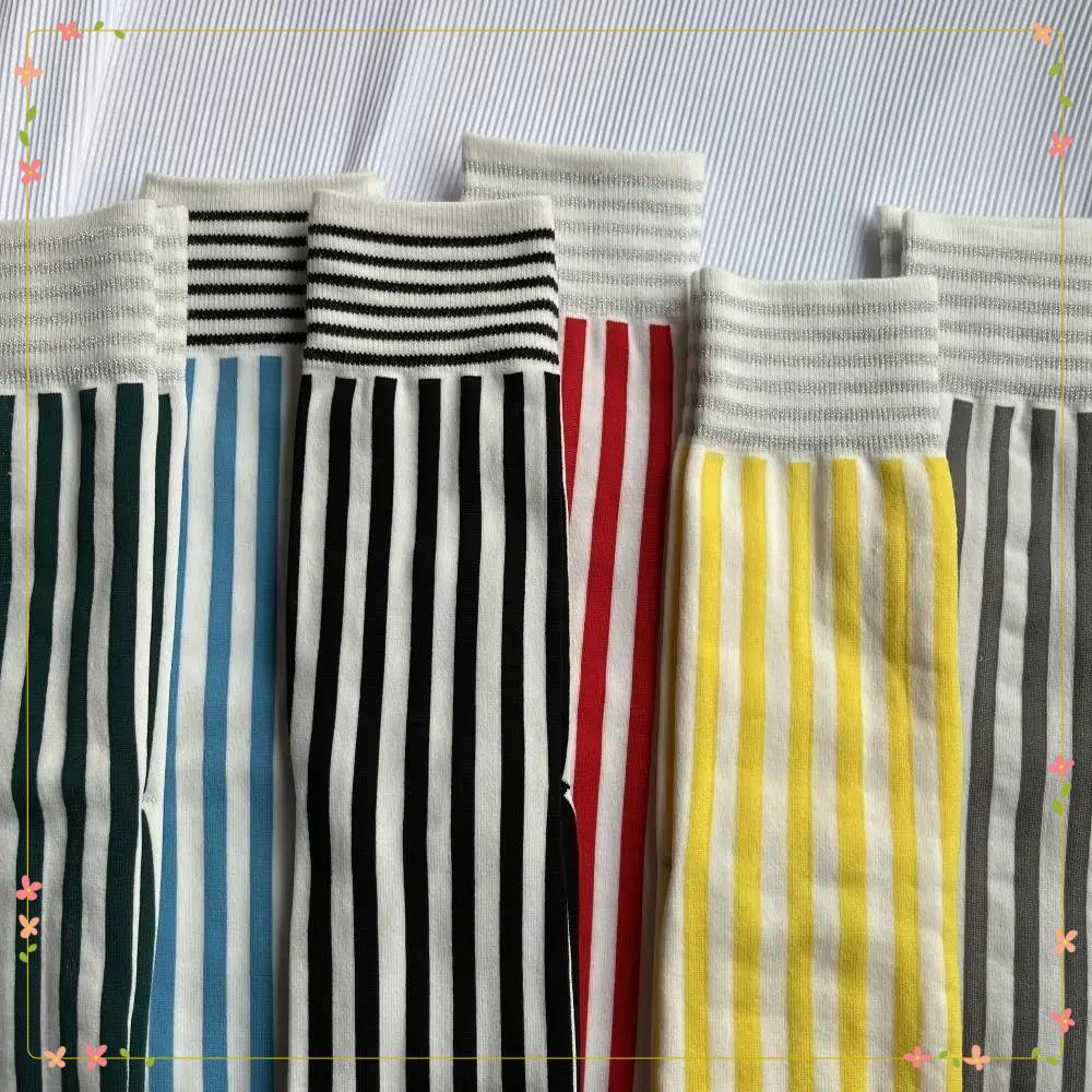 Meias  Split Toe , Coloridas De Algodão Penteado Tabi Femininas Listradas De Tubo Médio