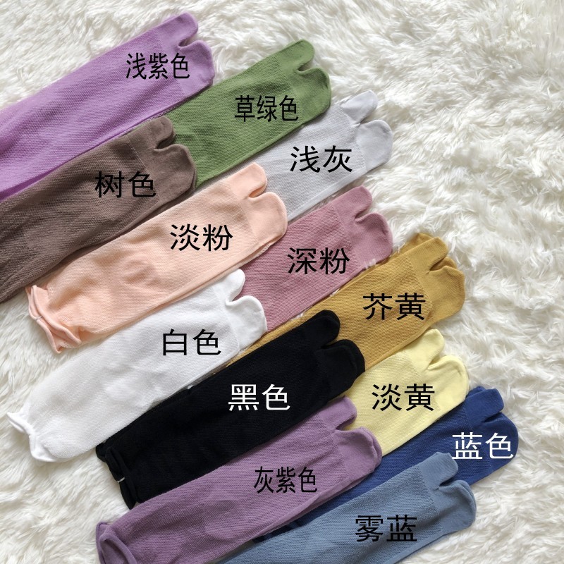 Malha Split Toe oco Curling verão fino penteado algodão dois dedos meias japonês tabi respirável estilo básico cor sólid
