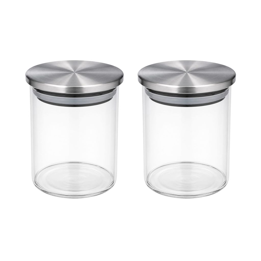 Kit 2 Porta Temperos Redondo de Vidro 240ml Tampa Inox Cozinha Organizada