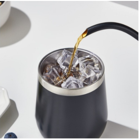 Copo Térmico 240ML Inox Com Tampa Acrílica Forma Oval