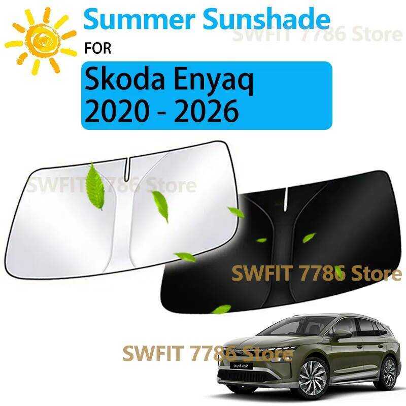 Pára-Sol Dianteiro Para Skoda Enyaq iV 2020-2026 Acessórios Janela Do Brisa Carro Isolamento Térmico Viseira Solar Prote