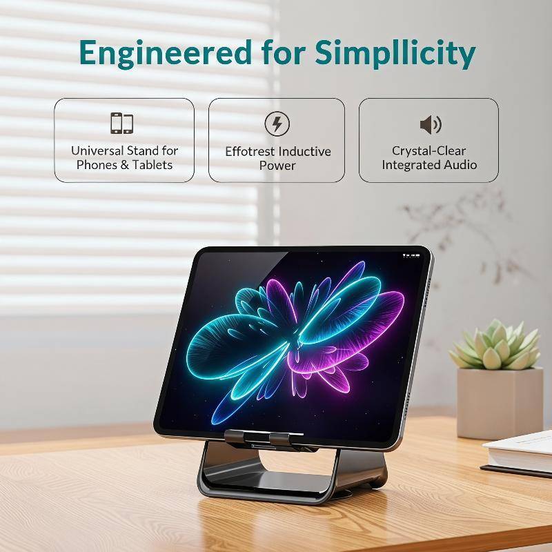 [Luckybaby-t] Mini Alto-Falante De Indução Portátil Integrado Suporte Para Telefone Amplificador Sem Fio Viagens De Negó