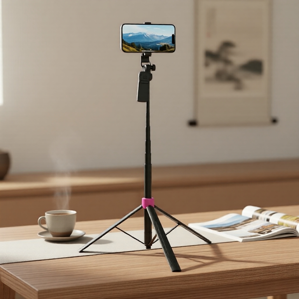 Suporte de Tripé Extensível para Celular e Bastão de Selfie Portátil, Controle Remoto Sem Fio Integrado para