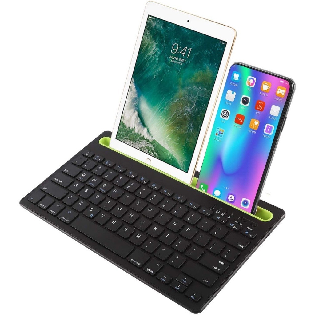 Teclado Sem Fio Multifuncional com Suporte Integrado para Celular/Tablet –Conexão Estável e Compacto