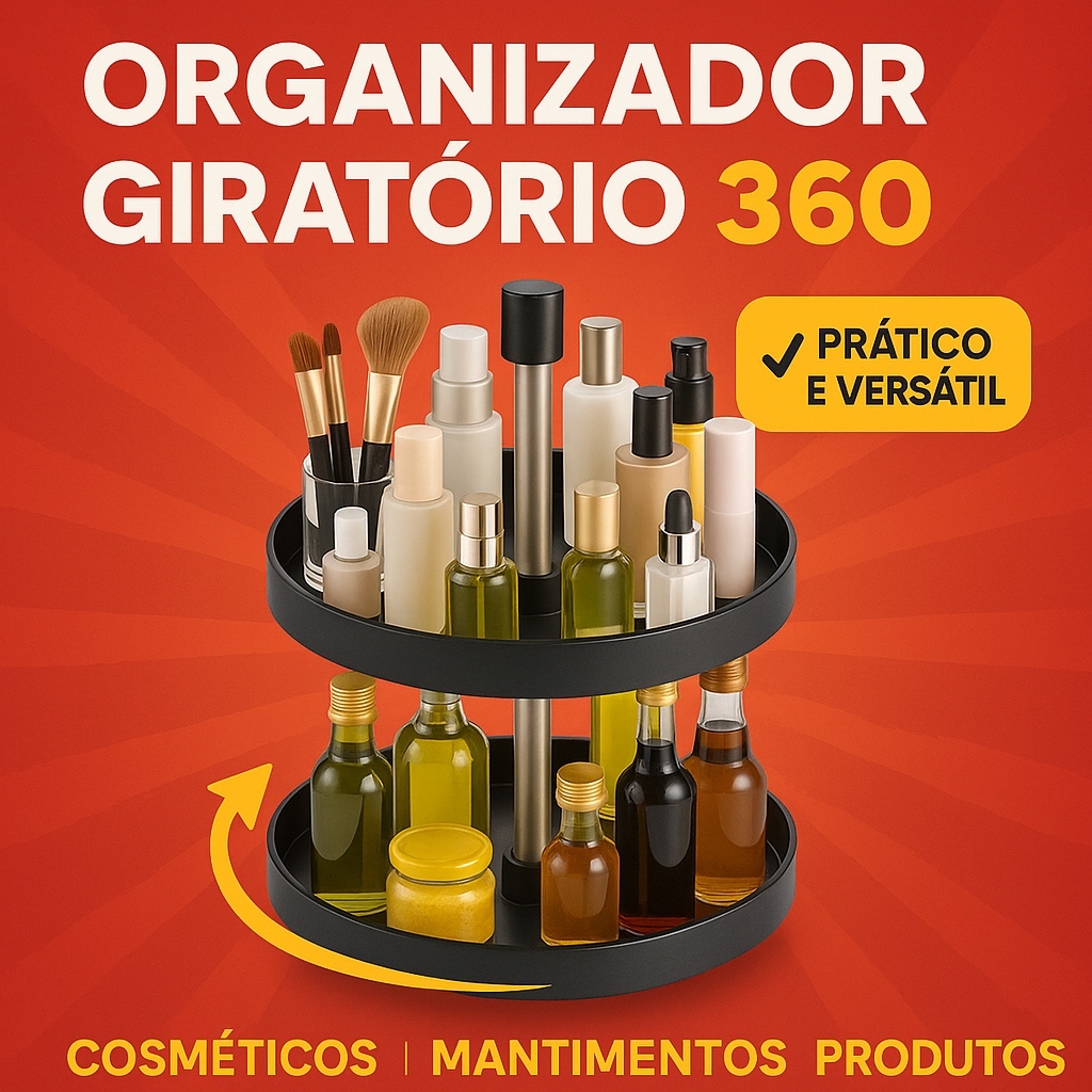 🌀 Organizador Giratório 360° • 2 Andares – Perfeita para Temperos, Maquiagens e Escritório